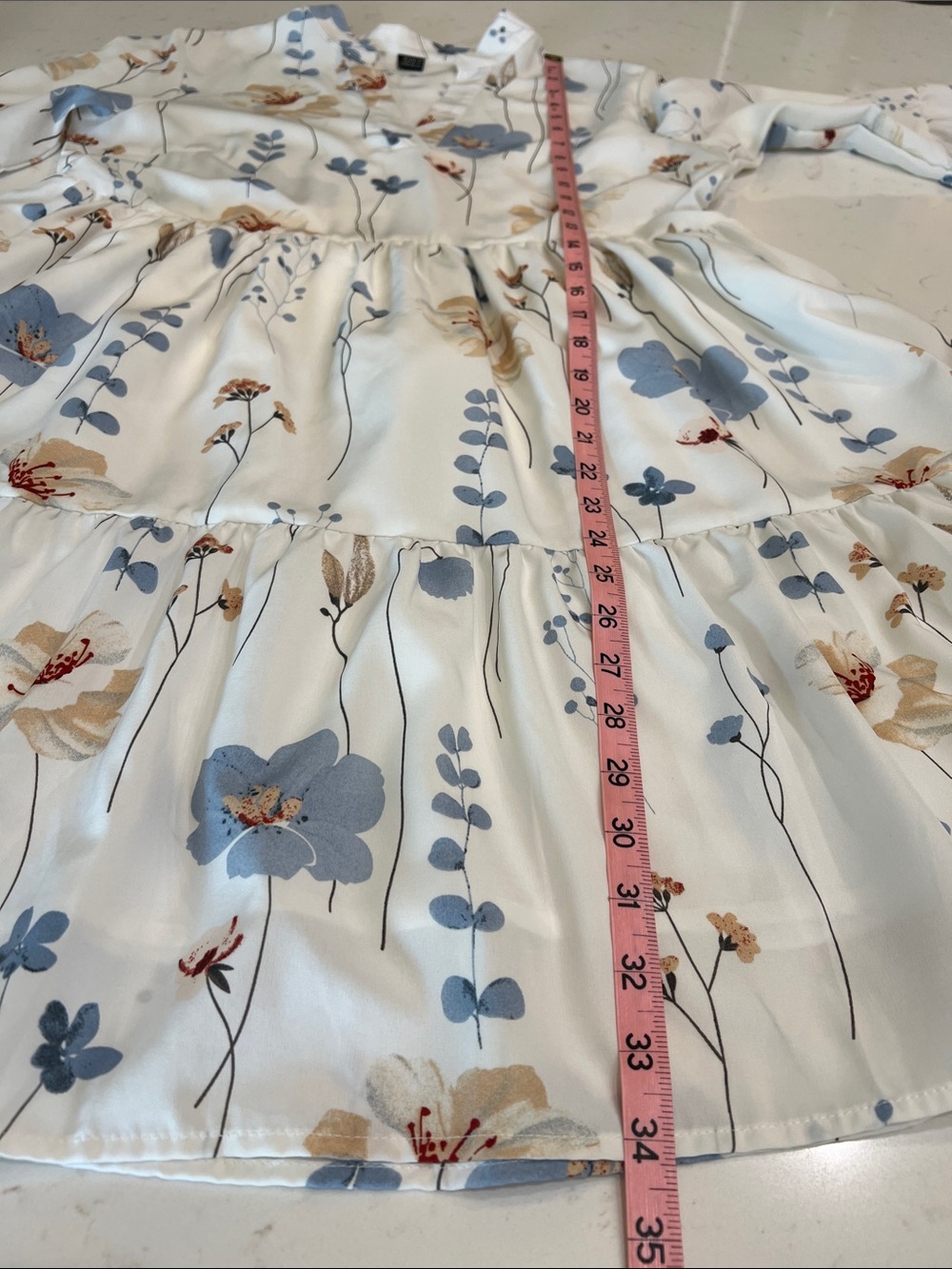 SHEIN LUNE Floral Print Mini Tiered Dress Notched V-Neck Small - Picture 9 of 10